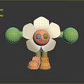 Cartoon Flower Plant Character With White Petals Green Arms And Orange Shoes