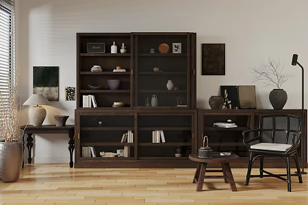 Mid-ancient Style Side Cabinet Bucket Cabinet Storage Cabinet Decorative Cabinet Mid-ancient Style Leisure Chair Single Chair Decorative Cabinet Ornaments Side Cabinet Porch Cabinet Ornaments Combination 3d model