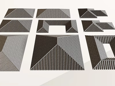 Modern Decorative Panels With Geometric Patterns And Various Shapes In Black White Textures 3d model