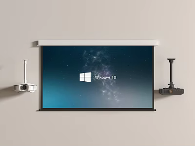 Projection Monitoring Setup With Projection Screen Windows 10 Display And Side Devices 3d model