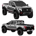 Silver Nissan Pickup Truck Multi Angle Design Featuring Black Wheels Bed Grille And Rear