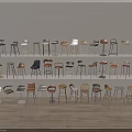 Diverse Bar Stools Display Featuring Multiple Styles Materials and Color Options 3d model