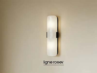 Ligne Roset Modern White Wall Sconce with Frosted Glass Shade and Black Frame 3d model