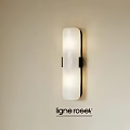 Ligne Roset Modern White Wall Sconce with Frosted Glass Shade and Black Frame