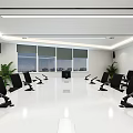 Modern Conference Room With Large Screen Big Data Display And Black Chairs