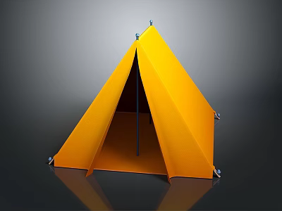 Yellow Conical Tent Furniture With Sturdy Structure Support Poles And Metal Fixtures 3d model