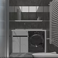 Modern Bathroom Vanity Unit With Sink Countertop And Integrated Washing Machine 3d model