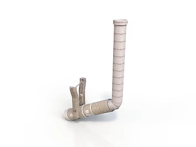 Industrial Metal Pipe Fitting with Curved Tube and Clamp Tool Equipment 3d model
