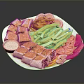 Assorted Sandwich Slices With French Fries Pickles Lemon Wedges Tomato And Onion Slices