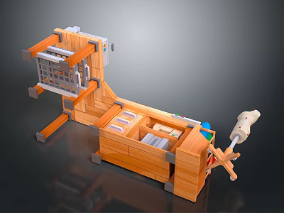 Wooden Desk With Multiple Drawers And Storage Compartments For Organized Workspace 3d model