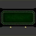 Elegant Black Table with Green Tabletop Decorative Edges and Gold Handle Drawers and Curved Legs