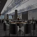 Luxurious Private Dining Box Interior Design With Round Dining Table Comfortable Chairs And Decorative Chandeliers