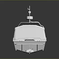 Small White And Blue Motorboat With Deck Railing Life Ring And Cabin Top Antenna