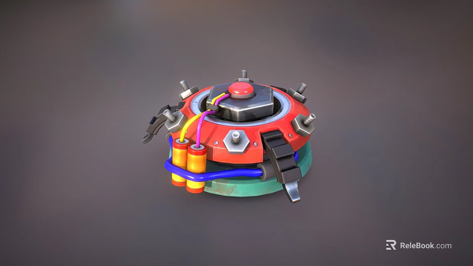 Futuristic Mechanical Weapon Featuring Circular Design Colorful Components And Metal Casing 3d model 