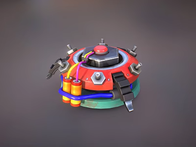 Futuristic Mechanical Weapon Featuring Circular Design Colorful Components And Metal Casing 3d model