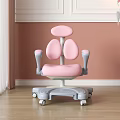 Pink And Gray Kids Chair With Adjustable Height Comfortable Backrest And Wheels