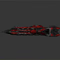 Advanced Cosmic Spaceship With Red Black Hull And Yellow Accent Engines