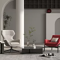 Modern sofa chair fabric sofa combination 3d model