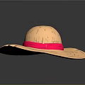Light Brown Straw Hat With Wide Brim Pink Band And Striped Texture