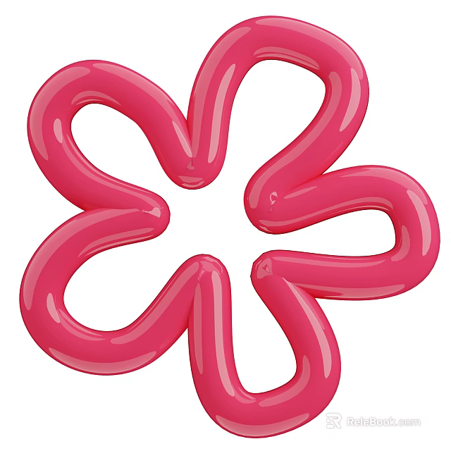 Pink Flower Shaped Decorative Ornament Set With Smooth Modern Design For Home Decor 3d model 