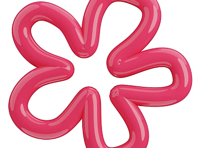 Pink Flower Shaped Decorative Ornament Set With Smooth Modern Design For Home Decor 3d model