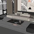 Sofa Coffee Table Combination Multi-person Sofa Coffee Table Single Casual Chair Lazy Sofa Gold 3d model