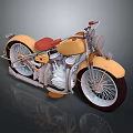 Vintage Yellow Motorcycle With Red Seat White Rims And Dark Tires
