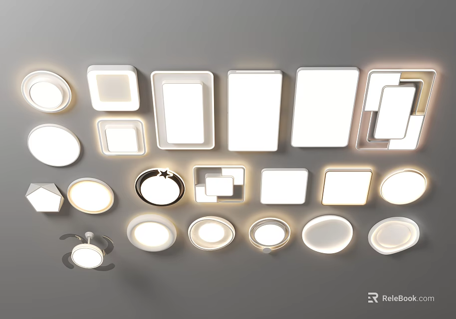 Modern Ceiling Lights With Various Shapes And Different Sizes For Interior Lighting 3d model 