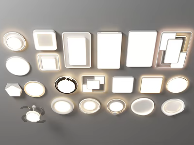 Modern Ceiling Lights With Various Shapes And Different Sizes For Interior Lighting 3d model