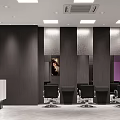 Modern Hair Salon Interior With Styling Chairs Mirrors Workstations And Lighting