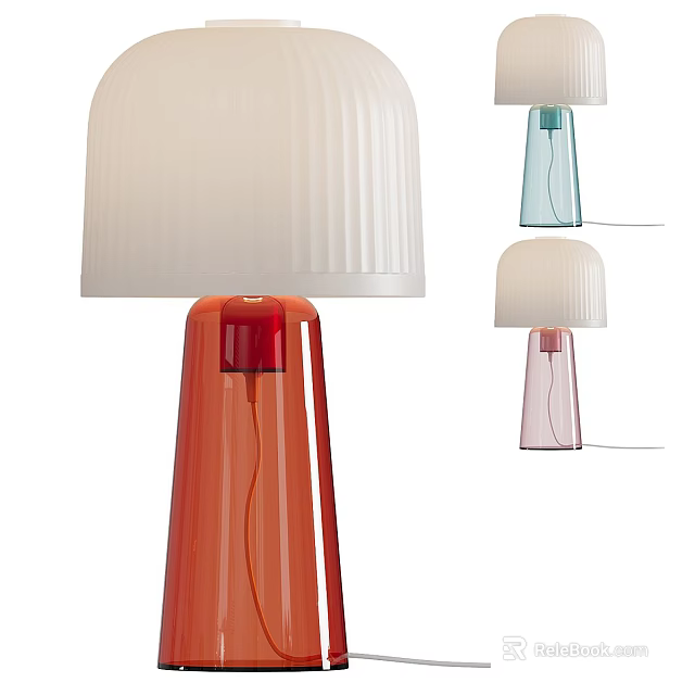 Modern Table Lamps With Multicolor Glass Bases And White Fabric Shades 3d model 