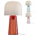 Modern Table Lamps With Multicolor Glass Bases And White Fabric Shades