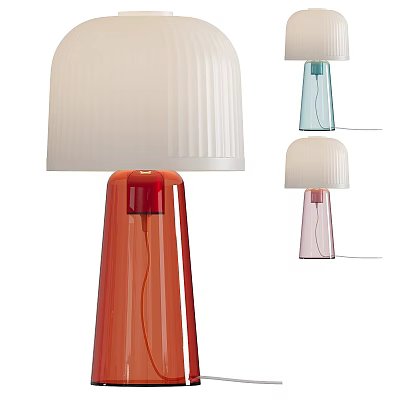 Modern Table Lamps With Multicolor Glass Bases And White Fabric Shades 3d model