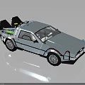 Retro Sci Fi Car Model With Silver Body Gull Wing Doors And Roof Equipment