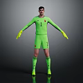 Man In Green Goalkeeper Uniform With Number 1 And Yellow Gloves