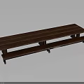 Modern Dark Wood Grain Wooden Table With Two Tier Structure And Minimalist Design
