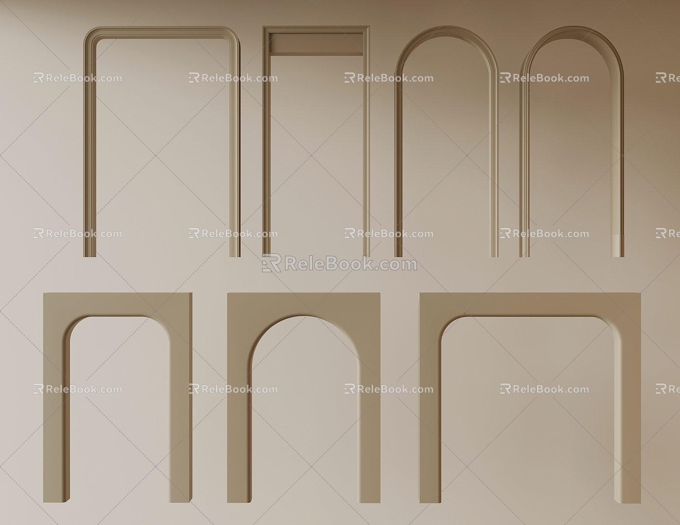 Cream wind door cover curved door cover door opening 3d model