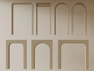 Various Shaped Beige Decorative Arch And Rectangle Frame Designs For Interior Decoration 3d model