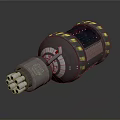 Metallic Military Weapon With Black Yellow Stripes And Multiple Launch Ports