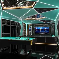 Modern Luxurious KTV Interior Design With Pool Table Sofa And Geometric Lighting 3d model