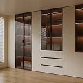 Modern Wardrobe Interior Design With Glass Doors Wooden Elements And Drawers