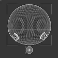 Yellow Spherical Creature Character With Black Eyes Open Mouth And Blue Center Ball