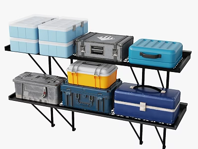 Black Metal Shelving Unit With Multi Colored Storage Boxes For Organized Storage Space 3d model