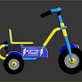Kids Blue And Yellow Police Themed Tricycle Ride On Toy With Handle And Wheels