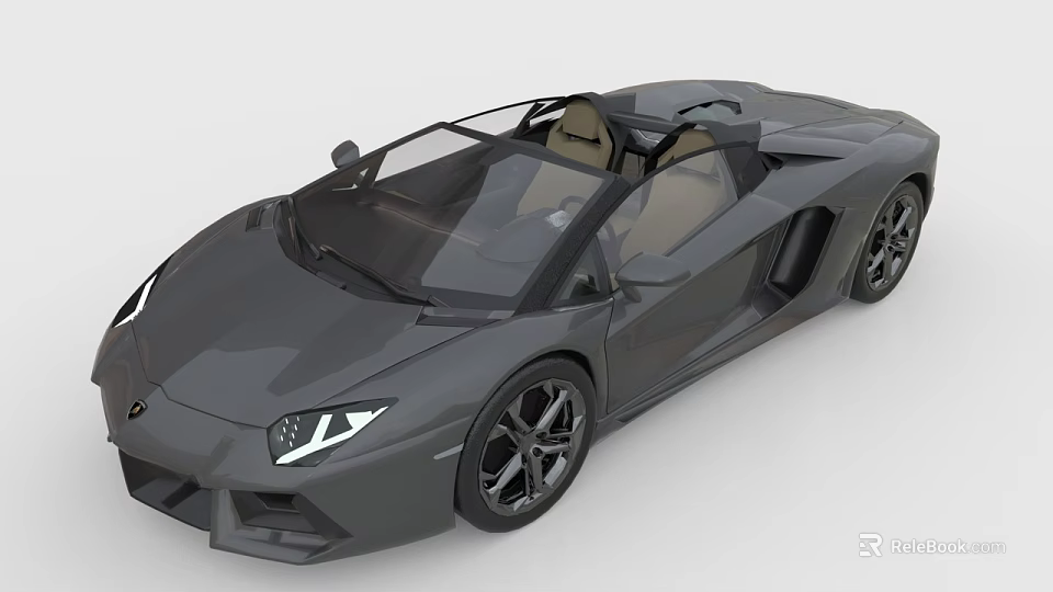 Luxury Gray Convertible Sports Car with Sleek Body Open Top and Black Wheels 3d model 