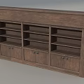 Classic Wooden Wine Cabinet With Multiple Open Shelves And Cabinet Doors