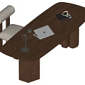 Middle style desk and chair 3d model