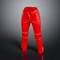 Stylish Red Pants With Zipper Details And White Stripe Accents