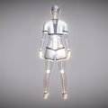 Humanoid Robot Character 3D Model With Metallic Armor And Transparent Lines 3d model