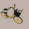 Yellow and Black Bicycle with Front Basket and Yellow Spoke Wheels